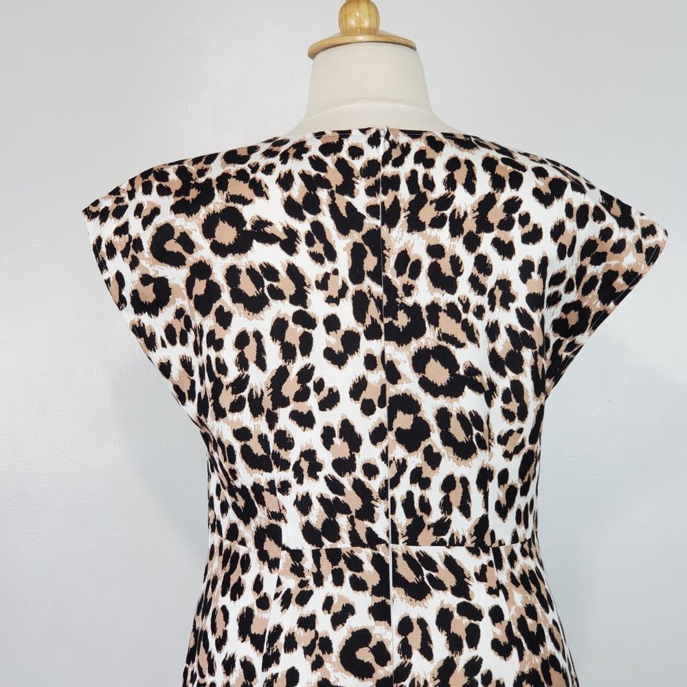 Ashley Stewart Linen Blend Animal Print Square Neck Dress With Pockets Size 14 - Picture 8 of 16